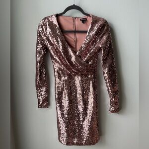 Going Out Dress Alloy Apparel Mini Dress Sequined Rose Gold Size XS